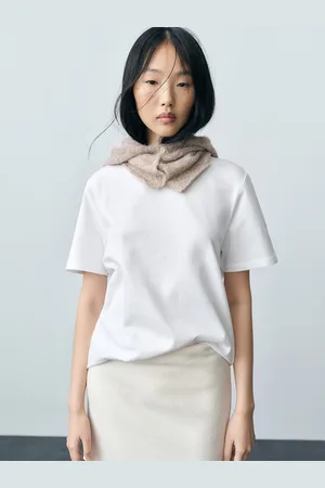 MANGO Women Drop-Shoulder Sleeves Pure Cotton T-shirt