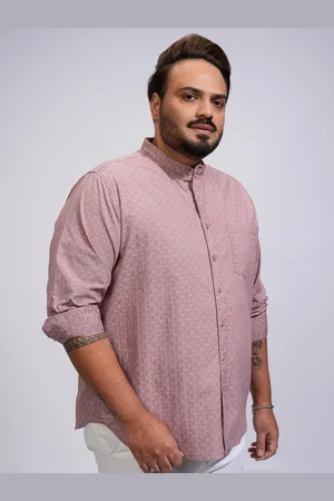 Highlander Men Band Collar Textured Cotton Casual Shirt