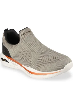 Skechers Men Grey Woven Design Slip-On Sneakers