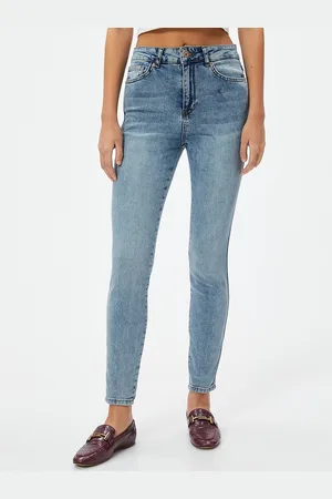 Koton Women Skinny Fit High-Rise Mildly Distressed Jeans