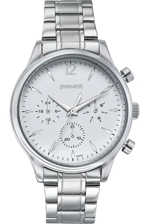 Sonata Men Stainless Steel Bracelet Style Straps Analogue Watch 77146SM01