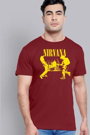 Free Authority Men Red Nirvana Printed Pure Cotton T-shirt