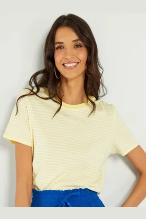 KIABI Striped Round Neck Short Sleeves Cotton T-shirt