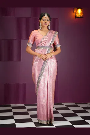 Mimosa Floral Zardozi Banarasi Saree