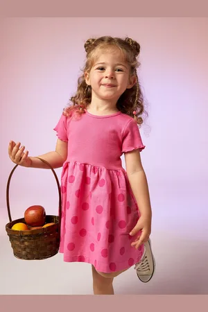 DeFacto Girls Polka Dots Printed Fit & Flare Dress