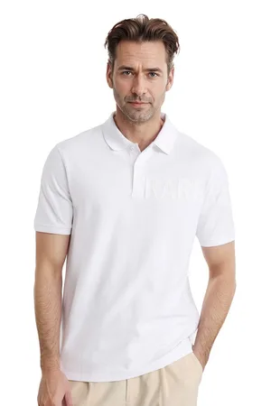 RARE RABBIT Men Typography Printed Polo Collar Cotton T-shirt
