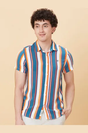 Being Human Spread Collar Slim Fit Striped Casual Shirt