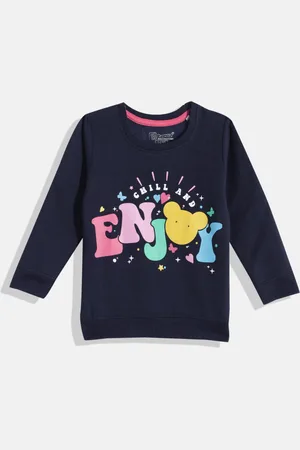 Eteenz Girls Typography Printed Round-Neck Premium Cotton Sweatshirt