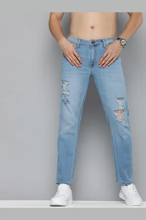 HERE&NOW Men Blue Slim Fit Highly Distressed Light Fade Pure Cotton Jeans