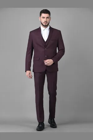 Canary London Men Purple Solid Single-Breasted Slim-Fit 3-Piece Formal Suit