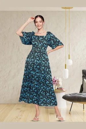 DressBerry Floral Print Chiffon A-Line Maxi Dress