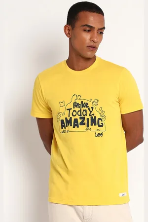Lee Men Yellow Printed Slim Fit T-shirt