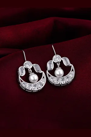GIVA Rhodium Plated 925 Sterling Silver Contemporary Drop Earrings