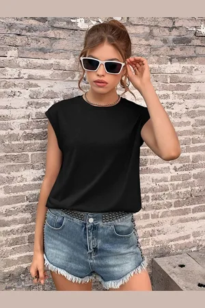 HERE&NOW Women Striped Henley Neck Pockets T-shirt