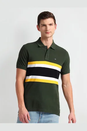 Arrow Striped Polo Collar Short Sleeves T-shirt