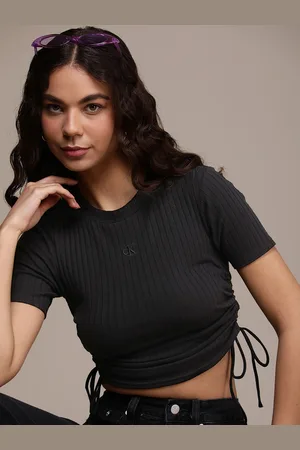 Calvin Klein Ribbed Ruched Detailed Crop Top