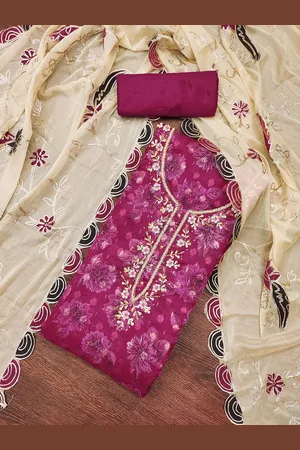 HERE&NOW Floral Printed Sequinned Unstitched Dress Material