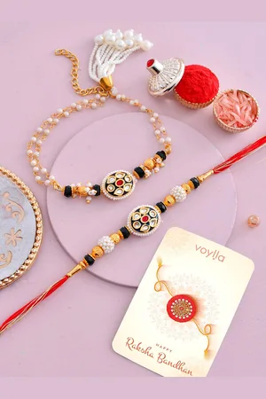 Voylla Unisex Set of 2 Embellished Bhaiya Bhabhi Rakhis