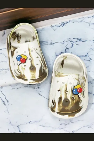 Lil Lollipop Kids Printed Rubber Marble Look Balloon Applique Anti-Slip Clogs