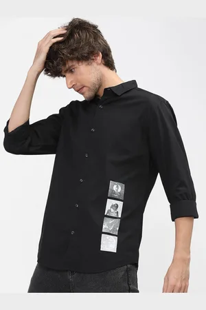 Highlander Men Black Slim Fit Casual Shirt