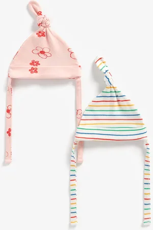 Mothercare Girls Set of 2 Top-Knot Beanies