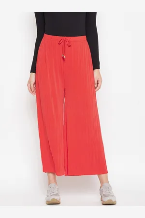 Camey Women Red Solid Straight Palazzos