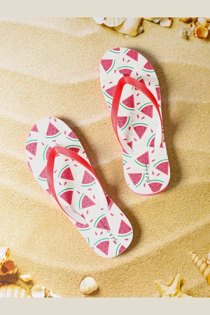Mast & Harbour Women Pink & White Printed Thong Flip-Flops