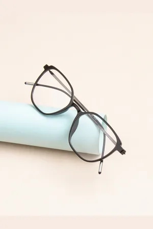 Ted Smith Unisex Black Full Rim Wayfarer FrameFrames Eyeglasses