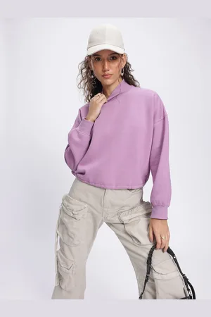 DressBerry Minimalist Mood High Neck Drop-Shoulder Crop Sweatshirt