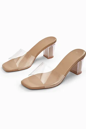 The Label Life Woman Beige Clear Strap Block Heels