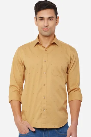 Greenfibre Men Yellow Pure Cotton Printed Slim Fit Casual Shirt