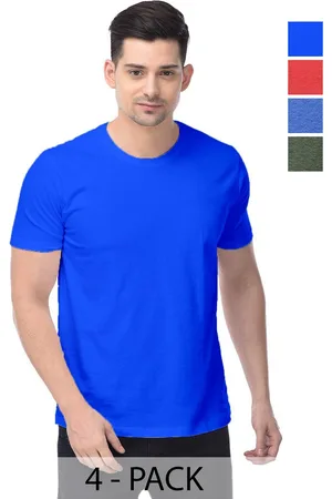 Color Capital Unisex Pack Of 4 Solid Round Neck Cotton T-shirts