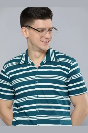 Mast & Harbour Men Blue Slim Fit Striped Pure Cotton Casual Shirt