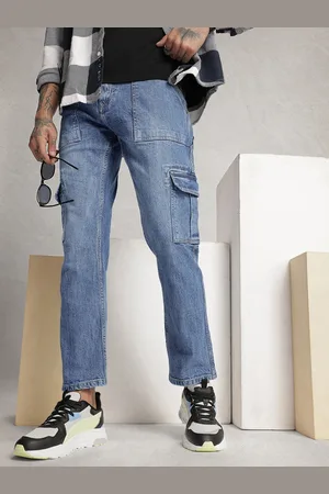 WROGN Men Relaxed Fit Heavy Fade Stretchable Cargo Jeans