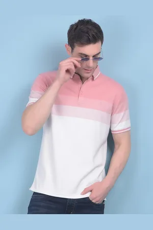 Crimsoune Club Striped Polo Collar Applique Slim Fit T-shirt