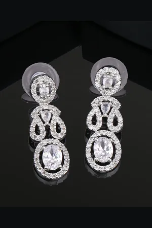 ESTELE Rhodium-Plated Geometric Drop Earrings