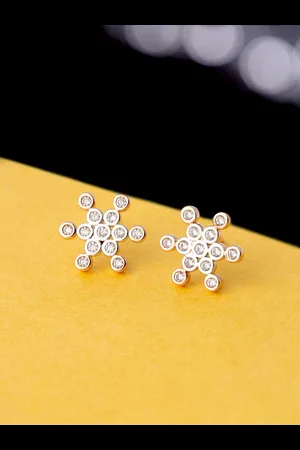 Voylla Womens Gold-Toned & White Contemporary Studs Earrings