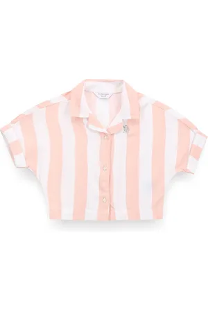 Ralph Lauren Girls Classic Fit Vertical Striped Extended Sleeve Casual Shirt