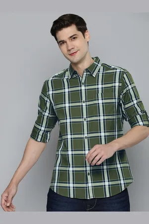 HERE&NOW Men Pure Cotton Slim Fit Tartan Checks Casual Shirt