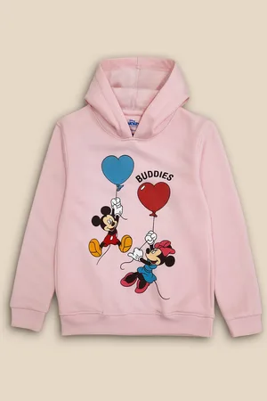 Kidsville Girls Pink Minnie Printed Hooded Sweatshirts