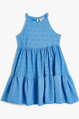 Koton Girls Printed Round Neck Sleeveless A-Line Dress