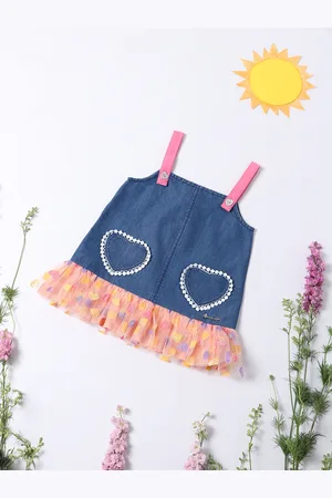 Nauti Nati Girls Ruffles Denim A-Line Dress