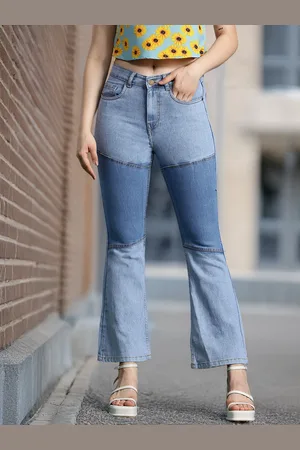 DressBerry Women Patch Detail Slim Flared Fit Stretchable Jeans