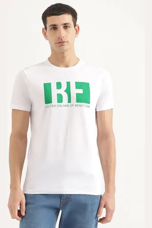 Benetton Men Typography Printed Round Neck Cotton T-shirt