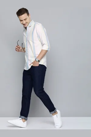 Mast & Harbour Men Multicoloured Slim Fit Striped Casual Shirt