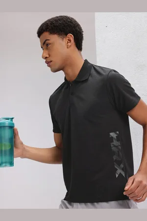 HRX Brand Logo Print Polo Collar Running T-shirt