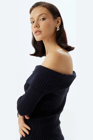 Koton Women Ribbed Off-Shoulder Pullover