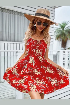 HERE&NOW Women Floral Printed Fit & Flare Above Knee Dress