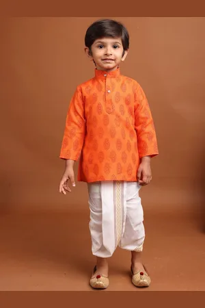 SHIWAM ETHNIX Boys Ethnic Motifs Printed Regular Kurta with Dhoti Pants