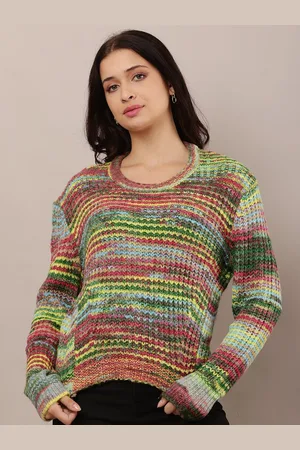 NoBarr Women Striped Woollen Pullover